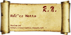 Rácz Netta névjegykártya